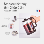 ấm siêu tốc thủy tinh 2 lớp Bennix BN-6116EK